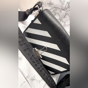Off White Mini Crossbody Bag Striped Binder Clip
